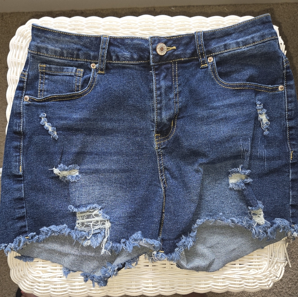 Distressed Denim Shorts